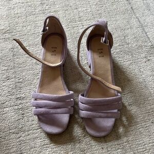 Purple suede kitten heel sandals